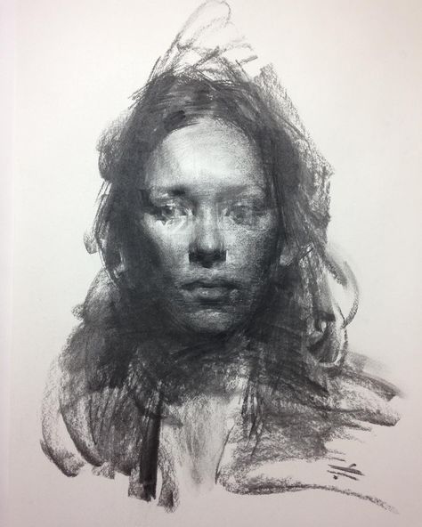 Charcoal portrait drawing by Zin Lim art Master Drawing, Charcoal Portraits, Charcoal Art, Portrait Sketches, Pencil Portrait, Charcoal Drawing, Portrait Illustration, Realistic Drawings, Art Inspiration Drawing