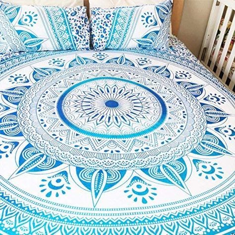 Indian ombre Duvet Doona Cover Comforter cover Mandala Hippie Bohemian Duvet Cover with pillowcase (Single, Blue): Amazon.co.uk: Kitchen & Home California King Bedding Sets, Bohemian Bedding Sets, Boho Bedding Sets, Hippie Bedding, Mandala Duvet Cover, Mandala Bedding, Queen Size Bedspread, Indian Bedding, Queen Size Duvet Covers