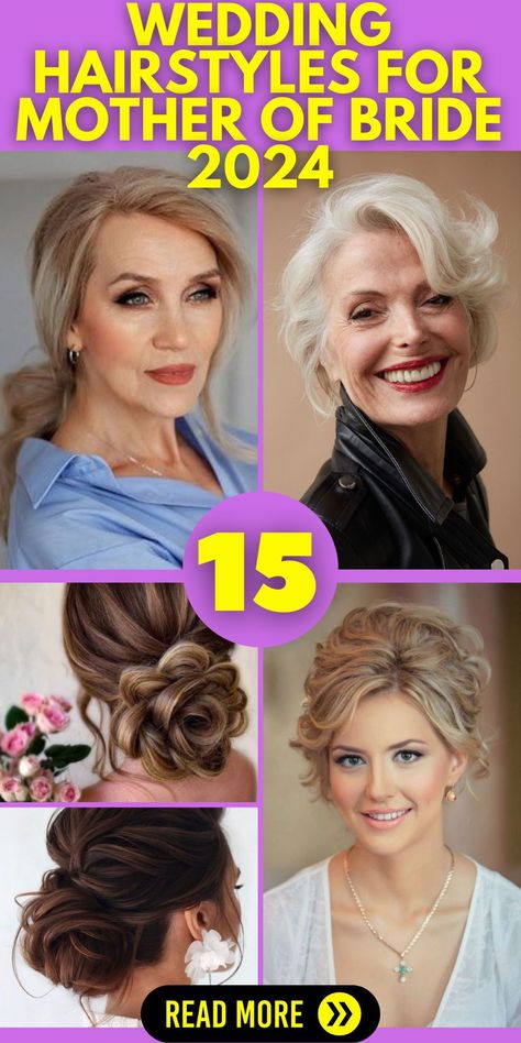 The mother of the bride deserves an elegant and timeless hairstyle for the wedding in 2024. Embrace the beauty of half-up, half-down styles that exude sophistication. For long hair, consider cascading curls in a half-up style for a gracefully romantic look. Shorter hair can be adorned with chic flower buns, showcasing individuality and charm. Explore the versatility of classic low buns for a touch of class that complements the occasion perfectly. Hairstyles For Mother Of Bride, Wedding Hair Mother Of Bride, Wedding Hairstyles For Mother, Mother Of The Bride Updos, Groom Wedding Hair, Nail Bride, Groom Hair Styles, Half Up Half Down Styles, Natural Bridal Hair