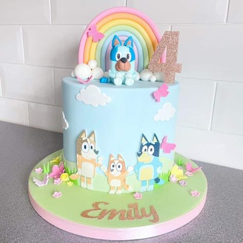 Bluey Birthday Cakes, Bluey Cupcakes, Bluey Cake Ideas, Coffee Cup Cake, Bluey Birthday Cake, Bingo Cake, Bluey Party, 3 Birthday, Rainbow Birthday Cake