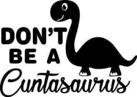 Don't be a cuntasaurus svg | Etsy Funny Vinyl Decals, Adulting Quotes, Adult Coloring Designs, Dope Quotes, Cricut Projects Beginner, Cartoon Quotes, Cricut Craft Room, Sarcastic Quotes Funny, Cricut Projects Vinyl