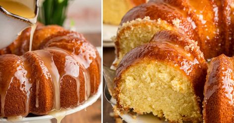 Easy Rum Cake - Rick and Moist Rum Cake topped with a Rum Butter Sauce. Moist Rum Cake, Easy Rum Cake, Rum Glaze Recipe, Rum Butter, Rum Cake Recipe, Fall Appetizers, Kitchen Fun, Warm Cake, Rum Cake