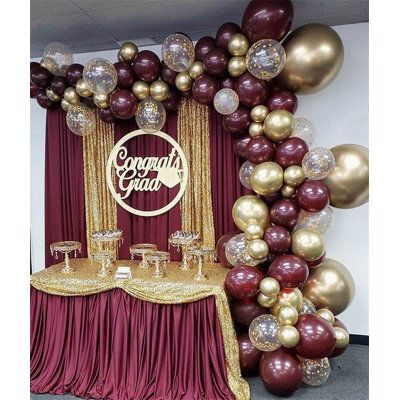 Burgundy Balloons, Gold Graduation Decorations, Gold Balloon Arch, Gold Graduation Party, Gold Party Decorations, Gold Dot, Black Balloons, Red Balloon, Arch Kit