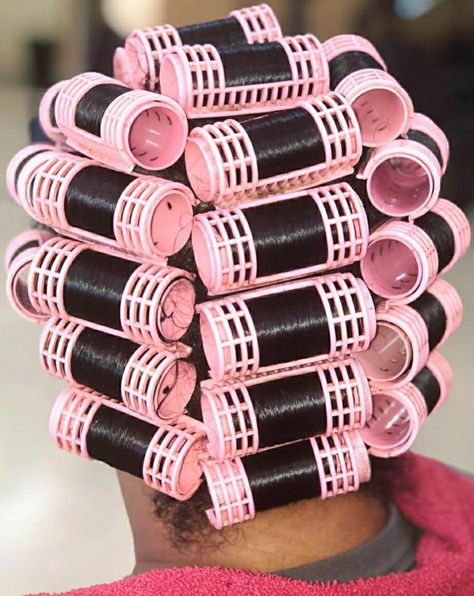 Rollers Black Hair, Rollers Aesthetic, Big Hair Rollers, Roller Sets, Hair Curlers Rollers, Wet Set, Boys Hair, Pin Curls, Roller Set