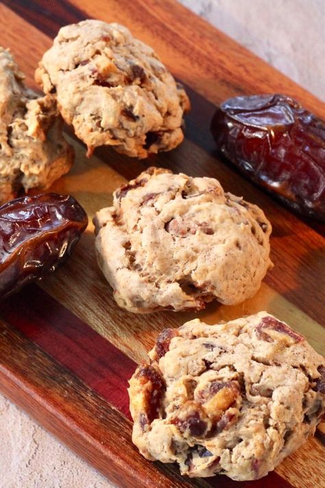 Sugar-Free Date Cookies | "Enjoy the natural sweetness from the dates, the crunch from the pecans, the moisture from the banana, and the satisfaction that you're serving your family a healthier cookie." #cookies #cookierecipes #bakingrecipes #dessertrecipes #cookieideas Cookies That Are Not Too Sweet, Cookie Recipes Using Dates, Sugar Free Date Recipes, Date Cookies Recipes Simple, Dates Cookies Recipes, Oat Date Cookies Healthy, Baking With Dates Instead Of Sugar, Date Paste Cookies Healthy, Date Cookies Healthy