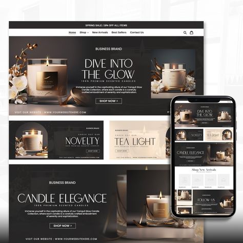 This Shopify Candle Website is an easy way to jump start your candle business and start selling products, and other services online. → (Other business types are accepted too!) Hi there! 🤍 Thank you for your interest in our services.  How It Works: We will be creating and setting up a Shopify store and website design. We will setup and install the selected design for the client. After we complete the website, we will showcase it to the client for their approval. 🤍 1. PICK YOUR WEBSITE PACKAGE ? Shopify Candle Website, Candle Website Ideas, Fragrance Website Design, Candles Website Design, Candle Website Design Inspiration, Candle Website Design, Luxury Website Design Inspiration, Website Banner Ideas, Shopping Website Design