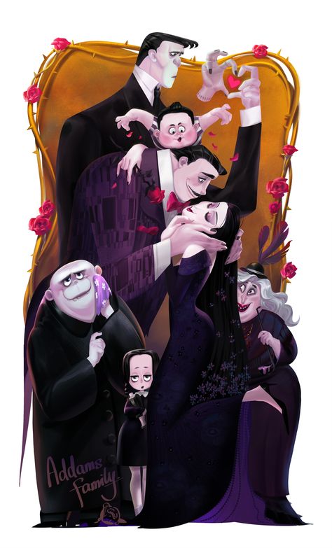 Addams Family Art Illustration, Addams Family Color Palette, The Addams Family Fanart, Gomez Addams Fanart, Morticia Addams Fanart, Addams Family Fanart, The Addams Family Art, Addams Family Christmas, The Addams Family Aesthetic