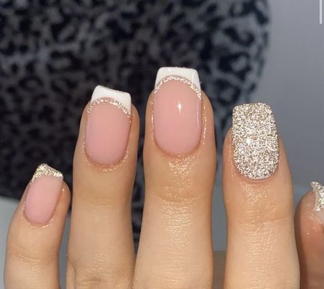 Square Delicate Nails, Sparkle French Tip Nails Square, French Tip With Sparkle Nails, Sylwester Nails, Nails Acrylic Coffin Fall, Nail 2023 Summer, Summer Nail 2023, Summer Nails Coffin, Nail Cute