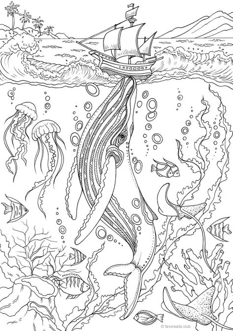 Ocean Coloring Pages, Maluchy Montessori, Witch Coloring Pages, Adult Coloring Books Printables, Abstract Coloring Pages, Adult Coloring Designs, Detailed Coloring Pages, صفحات التلوين, Adult Colouring Pages