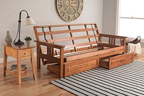 Monterey Futon Sofa in Barbados Finish with Storage Drawers Futon With Storage, Wood Futon, Wood Futon Frame, Queen Size Futon, Full Size Futon, Futon Frames, Futon Frame, Futon Mattress, Mattress Frame