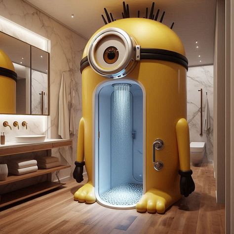 Cheerful Showers: Brighten Your Bathroom with Minion-Inspired Designs Minion Showers 🍌🚿🌟 #MinionShowers #BananaBaths #DespicableDrenching Transform your bathroom into a playful paradise with Minion Showers. Featuring beloved Minion characters, these showers bring a touch of whimsy and fun to your daily routine. With their colorful designs and cheerful personalities, Minion Showers make every shower time a delightful adventure. Step into the world of Despicable Me with Minion Showers – where ... Minion Bathroom, Minion Bedroom, Minion Lamp, Minion Room, Minion Blanket, Minion Stuff, Disney Themed Bathroom Bed Bath & Beyond, Minion Characters, Spiderman Invitation