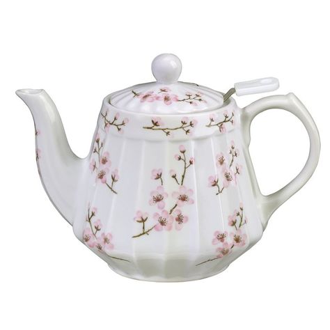 Cherry Blossoms Ribbed 1.13 qt. Porcelain China Teapot Tea Website, Childrens Tea Sets, Butterfly Tea, China Teapot, Whistling Tea Kettle, Glass Teapot, Shabby Chic Diy, Teapots And Cups, Porcelain Teapot