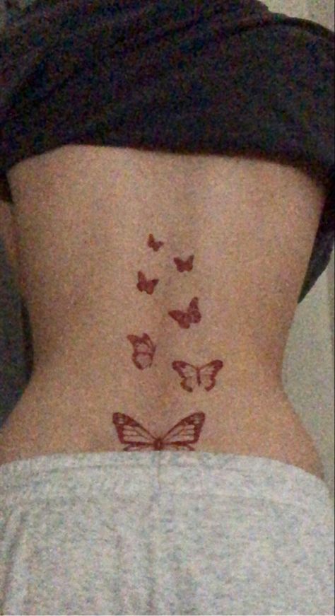 Butterfly Back Tattoo, Tattoos Infinity, Tato Henna, Futurisme Retro, Ornamental Tattoo, Spine Tattoos For Women, Tattoos For Black Skin, Red Ink Tattoos, Dope Tattoos For Women