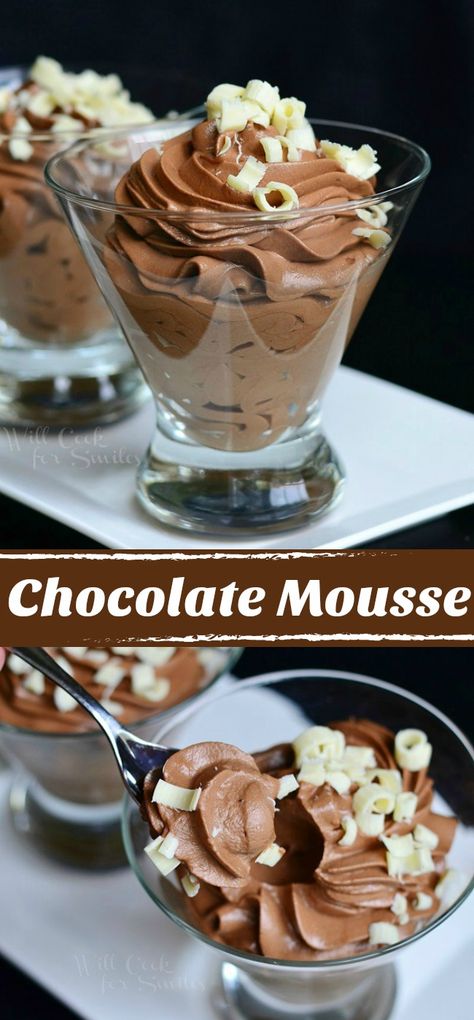 Chocolate Mousse! Made from scratch. Delicate yet rich dessert that goes perfectly for any celebration. #chocolate #mousse #dessert #chocolatedessert Chocolate Mousse Desserts, Celebration Chocolate, Easy Chocolate Mousse, Dessert Mousse, Avocado Pudding, Chocolate Mousse Recipe, Mousse Dessert, Brownie Desserts, Rich Desserts