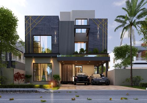 10 Marla House Front Elevation Modern Design, 10 Marla Modern House Elevation, 10 Marla Elevation, 10 Marla House Elevation, 10 Marla Front Elevation, 10 Marla House Design, House Render, Terrace House Design, House Projects Architecture