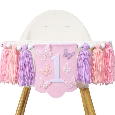 PRICES MAY VARY. PERFECT FOR BUTTERFLY FIRST BIRTHDAY - Celebrate your little girl's milestone with our enchanting Butterfly 1st Birthday High Chair Banner! Adorned with fairy butterfly illustrations in delightful pink and purple tones, this banner adds a magical touch to your little one butterfly, fairy pr spring theme 1st birthday party. IRRESISTIBLY DREAMLIKE DESIGN - Crafted with love and attention to detail, this highchair banner features a charming butterfly theme that is sure to capture h Butterfly Kisses And Birthday Wishes First Birthday, 1st Bday Butterfly Theme, One Year Old Butterfly Party, 1st Butterfly Birthday Party, Lavender First Birthday Party, Butterfly Toddler Birthday Party, Butterfly First Birthday Theme, Butterfly Theme 1st Birthday Party, 1st Birthday Girl Butterfly Theme