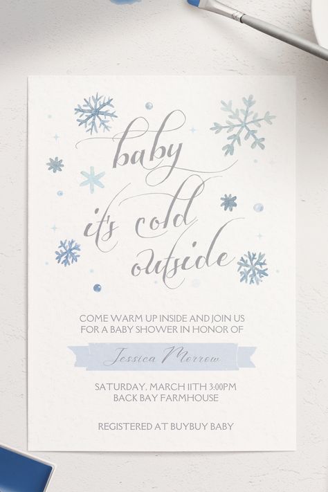 5x7 Icy Snowflake Baby Shower invitation Winter Baby Shower Invitations, December Baby, Outside Baby Showers, Baby Its Cold, Its Cold, Buybuy Baby, Baby It's Cold Outside, Rustic Baby, Baby Shower Winter