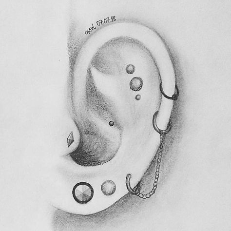 Piercings Drawing, Piercing Drawing, Drawing Nose, How To Draw Ears, Flower Pattern Drawing, Long Hair Ideas, Diy Easter Gifts, Nose Drawing, Drawing Hair