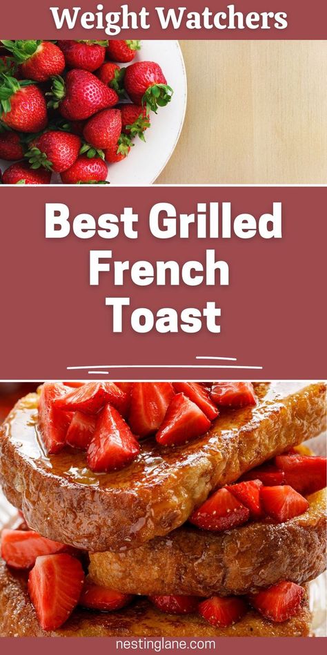 Best Grilled French Toast topped with strawberries. Multigrain Bread, Multigrain, French Toast Recipe, Fresh Strawberries, Evaporated Milk, Powdered Sugar, Maple Syrup, Weight Watchers, Breakfast Brunch