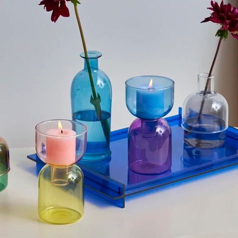 "Colors are the smiles of nature"-Leigh Hunt #glass #vase #candleholder #itsdecorszn #homedecor #colorful #shop #online #uohome #amazon Candles Stand, Block Candles, Ball Candles, Hydroponic Plants, Lighting Gifts, Glass Candle Holder, Bowl Candle, Candle Vase, Candle Styling