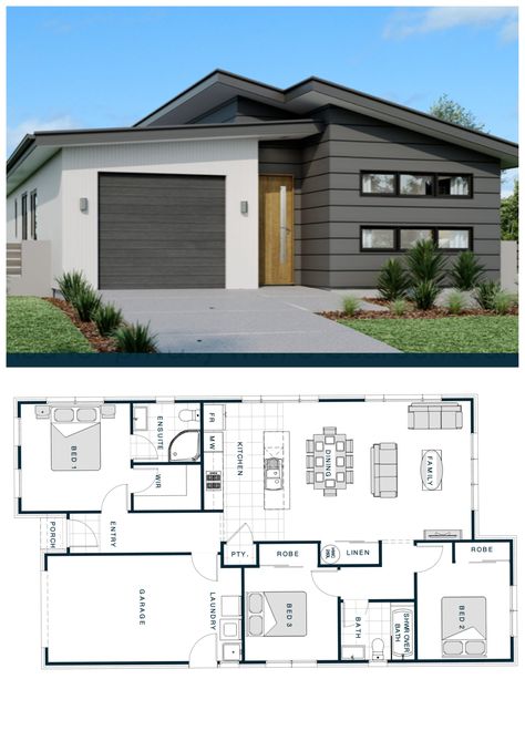 Small 3 Bedroom House Plans With Garage, 3 Bedroom Floor Plan With Garage, 3 Bedroom House Plans With Garage, 3 Bedroom 2 Bathroom House Plans, 2 Bedroom House With Garage, 3 Bedroom House Plans South Africa, Small Modern House Plans 3 Bedroom, Modern House Design With Garage, Small House With Garage