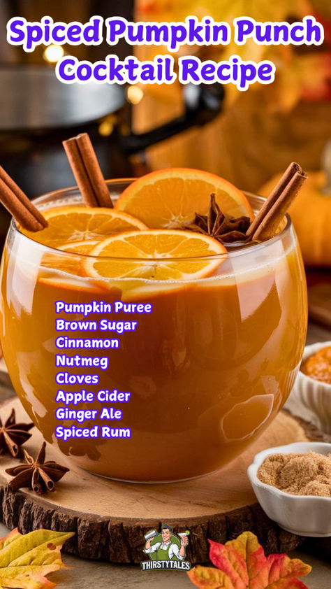 "Discover the ultimate Spiced Pumpkin Punch Cocktail recipe, perfect for 
your fall gatherings! This delightful blend of spiced rum, orange juice, 
and apple cider creates a warm and inviting drink that embodies the essence 
of autumn. Ideal for cozy nights or festive parties, this pumpkin punch 
will be a hit among your guests. Explore more fall punch recipes and 
elevate your cocktail game with this delicious spiced pumpkin fall 
cocktail!" Pumpkin Cocktail Recipes, Fall Punch Recipes, Fall Punch, Pumpkin Punch, Pumpkin Spice Cocktail, Unique Cocktail Recipes, Pumpkin Syrup, Pumpkin Drinks, Punch Cocktails