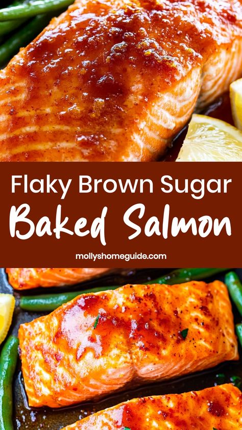 Indulge in the exquisite flavors of brown sugar baked salmon with this easy-to-follow recipe. The combination of sweet and savory creates a delectable taste that will tantalize your taste buds. Perfect for a weeknight dinner or weekend gathering, this dish is sure to impress your family and friends. Serve it with your favorite side dishes for a complete meal that everyone will love. Try out this irresistible brown sugar baked salmon recipe today and elevate your dining experience to a whole new Drunken Salmon Recipe, Baked King Salmon, Maple Baked Salmon, Salmon With Skin Recipes Baked, Teriyaki Salmon And Brussel Sprouts, Salmon Potato Bake, Smoked Salmon In Oven, Baked Coho Salmon Recipes, Salmon Oven Baked Easy