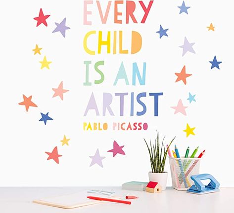 Artwork Display Wall, School Renovation, Baby Room Wall Decals, Every Child Is An Artist, Nursery Designs, Inspirational Quotes For Girls, Silly Quotes, Selfie Wall, Kindergarten Classroom Decor