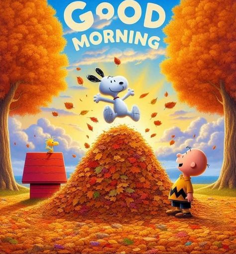 Snoopy Autumn, Snoopy Fall, Thanksgiving Snoopy, Morning Gifs, Morning Tuesday, Good Morning Snoopy, Good Morning Happy Saturday, Peanuts Charlie Brown Snoopy, Good Morning Saturday