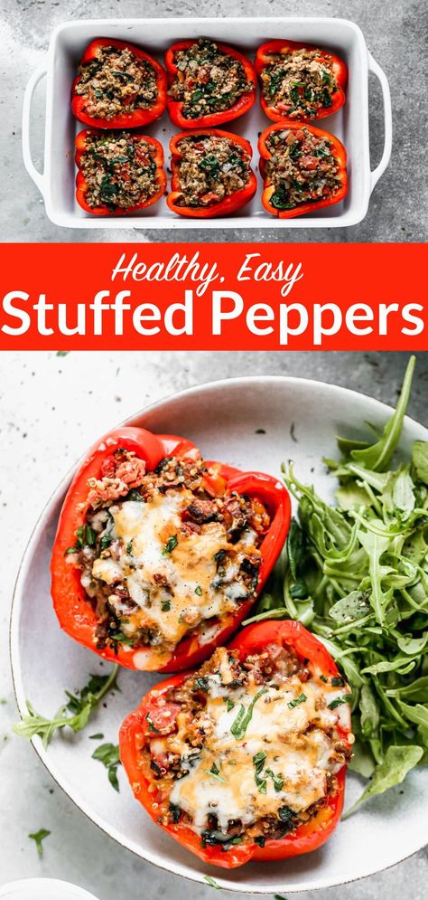 Stuff Peppers With Rice, Stuffed Red Pepper Recipes, Stuffed Pepper Recipes Healthy, Heart Healthy Stuffed Peppers, Healthy Italian Stuffed Peppers, Stuffed Bell Peppers With Riced Cauliflower, Rice Stuffed Peppers Vegetarian, Stuffed Bell Peppers Raw Ground Beef, Healthy Stuffed Bell Peppers Quinoa