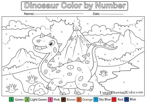 Dinosaur Color by Number (Free Printable) Dinosaur Color By Number, Dino James, Hello Kitty Princess, Animals Disney, Memorial Day Coloring Pages, Easter Animals, Dinosaur Printables, Princess Kitty, Disney Dragon