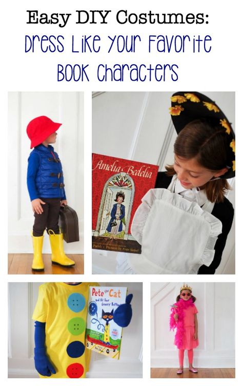 DIY Costumes Inspired By Favorite Book Characters - The Chirping Moms Best Storybook Character Costumes, 3rd Grade Book Character Costumes, Dress Like Book Character Kids, Easy Book Character Costumes For Boys, Easy Diy Book Character Costumes, Dress Like A Book Character For Kids, Dress Up Like A Book Character, Book Inspired Costumes, Character Day Costumes