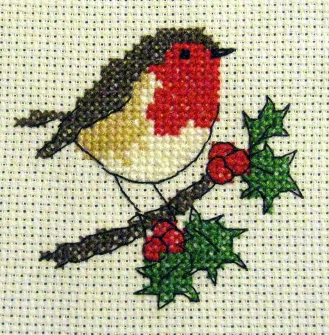 Cross Stitch Christmas Cards, Tiny Cross Stitch, Xmas Cross Stitch, Winter Cross Stitch, Cross Stitch Christmas Ornaments, Cross Stitch Bird, Cross Stitch Cards, Stitch Christmas, Diy Cross Stitch