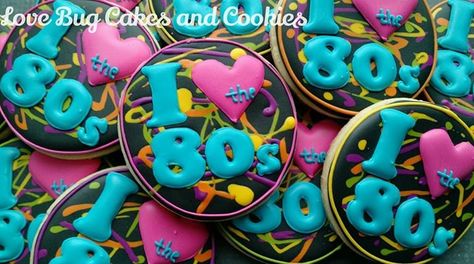 Bug Cakes, 80s Birthday Parties, Bug Cake, Cookie Sticks, Royal Iced Cookies, Fancy Cupcakes, Cakes And Cookies, Cupcake Birthday Cake, 80s Theme