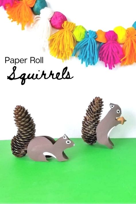 Make the cutest paper roll squirrels with pinecone tails! Squirrel Toilet Paper Roll Craft, Toilet Paper Roll Squirrel, Autumn Crafts For Kids, Make Your Own Paper, Toilet Roll Craft, Toilet Paper Roll Crafts, Paper Roll Crafts, Pine Cone Crafts, Autumn Crafts