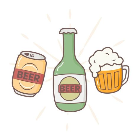 Beer Drawing Illustrations, Beer Doodle, Nola Cooler, Beer Drawing, Beer Day, Alcohol Drinks, Beer Humor, Bacardi, Vector Clipart