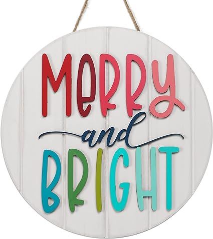 Amazon.com: 3D Christmas Merry and Bright Ornament Door Hanger Farmhouse Style Christmas Front Door Sign Christmas Decor Wooden Wreath (MERRY&BRIGHT) : Home & Kitchen Candles With Rings Inside, Ornament Door Hanger, Ornament Door, Christmas Merry And Bright, Wooden Wreath, Christmas Front Door, Front Door Christmas Decorations, Farmhouse Style Christmas, Front Door Sign