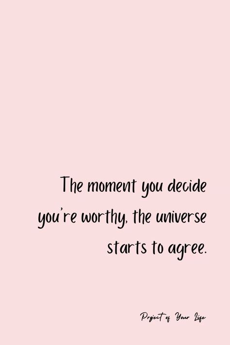 Save this pin as a reminder of your worth. The universe mirrors what you believe—decide you’re worthy, and watch everything shift.  Self-love affirmations, best inspirational quotes, positive quotes for when you’re down, confidence quotes Alignment Quotes, Inspirational Quotes Positive, Worth Quotes, Fitness Inspiration Quotes, Morning Affirmations, Confidence Quotes, Self Love Affirmations, Best Inspirational Quotes, Self Worth