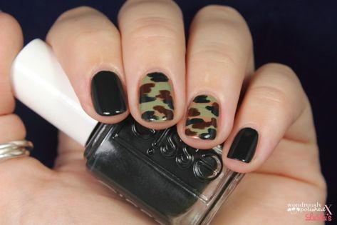 Mani Monday: Camo Print Nail Tutorial - Lulus.com Fashion Blog Camouflage Nails Designs, Camo Nail Designs, Camouflage Nails, Camo Nails, Mani Monday, Tape Nail Art, Engagement Nails, Fall Nail Polish, Different Nail Designs