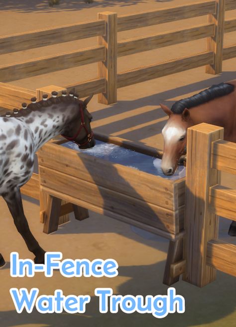 Sims 4 Horse Ranch Cc, Sims 4 Horse Cc, Horse Water Trough, Sims 4 Horse Ranch, Sims Pets, Medieval Horse, Horse Water, Water Trough, Sims 4 Characters