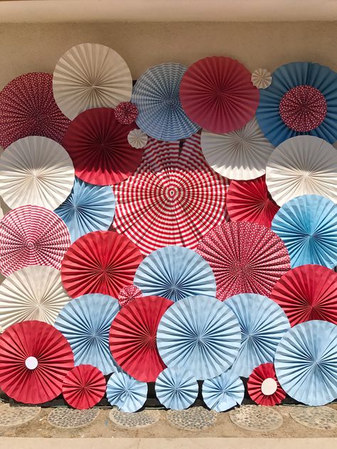 Blue And White First Birthday, Promotion Ceremony, 50s Theme Parties, 60s Theme, Pin Wheels, Circus Theme Party, Booth Backdrops, Carnival Wedding, Balloon Ideas