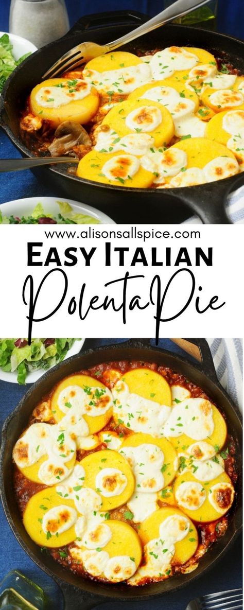 Easy Italian Polenta Pie - Alison's Allspice Polenta Tube Recipes, Tube Polenta Recipe, Polenta Pie, Italian Polenta, Lentil Recipe, Recipe Mushroom, Polenta Recipe, Polenta Recipes, Mushroom Recipe