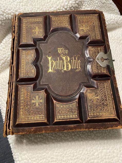 This is a beautiful antique Bible dated 1882.  It is a Holman's edition, translated out of original tongues, with complete concordance.  There are many wonderful black and white illustrations and a few lovely colored illustrations of Bible verses.  It contains all kinds of information, has a dictionary, extraordinary history.  The book shows signs of wear, the front cover has separated and only part of the lock remains, a few pages are separated at very front but all are there.  It measures approx. 12 1/2" x 10 1/4", 3 1/4" deep.  A treasure! Antique Bible, Oldest Bible, The Holy Bible, Black And White Illustrations, Black And White Illustration, Spirituality Books, Book Show, Holy Bible, Music Book