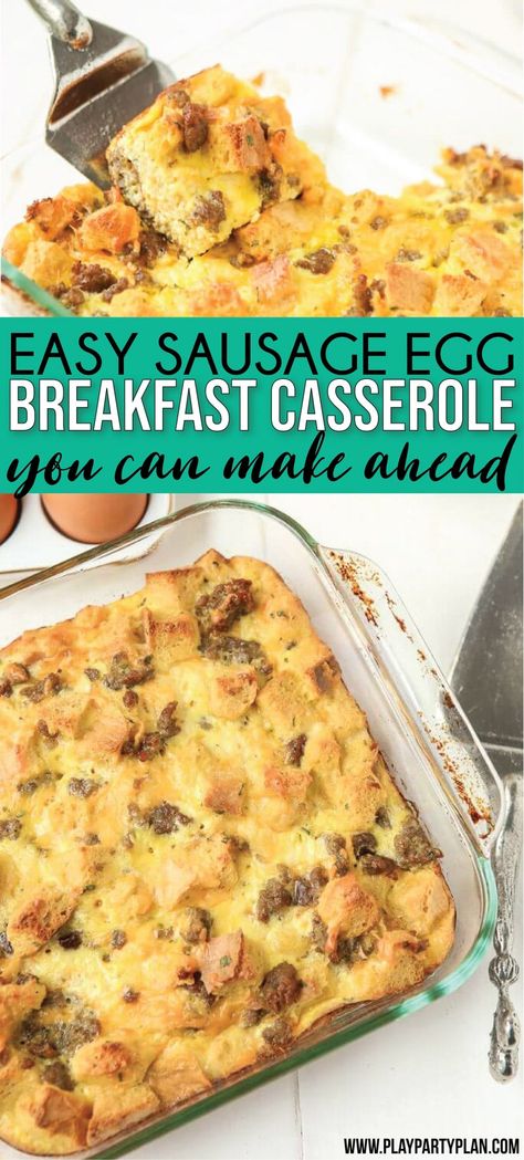 Sausage Breakfast Casserole With Bread, Casserole With Bread Cubes, Breakfast Casserole With Bread Cubes, Egg Casserole With Bread, Sausage And Egg Breakfast Casserole, Sausage Egg Breakfast Casserole, Croissant Breakfast Casserole, Sausage And Egg Breakfast, Egg Breakfast Casserole