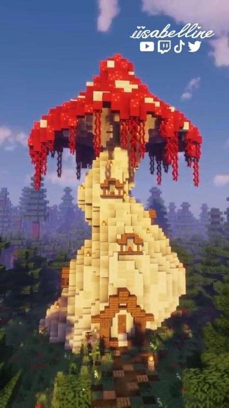 Lushcave Base Minecraft, Minecraft Lava And Water Tower, Tree Of Life Minecraft, Minecraft Spawn Point Build, Mushroom Treehouse Minecraft, Minecraft Big Mushroom, Mushroom Themed Minecraft Builds, Minecraft Celestial Build, Mushroom Kingdom Minecraft