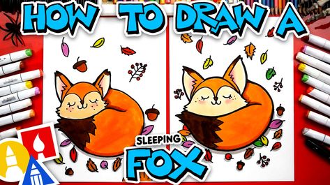 Fox Sleeping, Thanksgiving Drawings, Art For Kids Hub, Art Thanksgiving, Kindergarten Projects, Toddler Craft, Pumpkin Drawing, Fox Crafts, Marker Paper