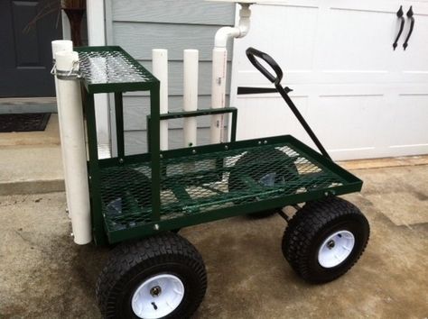 Beach Cart Diy, Pier Cart, Beach Fishing Cart, Wagon Stroller, Beach Wagon Cart, Fishing Cart, Ice Fishing Tips, Truck Bed Liner, Cooler Cart