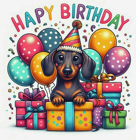 Daschund Birthday Card, Dachshund Birthday Wishes, Happy Bday Message, Happy Birthday Dachshund, Birthday Cousin, Happy Birthday Animals, Best Birthday Wishes Quotes, Happy Birthday Hearts, Dachshund Birthday