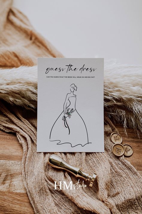 Bridal Shower Simple, Guess The Dress Bridal Shower, Guess The Dress, Bohemian Bridal Shower, Design Edit, Modern Bridal Shower, Printable Bridal Shower Games, Game Template, Boho Bridal Shower