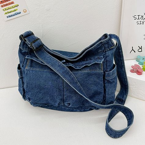 Women Denim Messenger Bag Large Capacity Retro Satchel Ladies Multifunction Shoulder Bag Adjustable Vintage Sling Bag, Denim Messenger Bag, Denim Retro, Denim Shoulder Bags, Commuter Bag, Denim Design, Premium Denim, Denim Fabric, Sling Bag